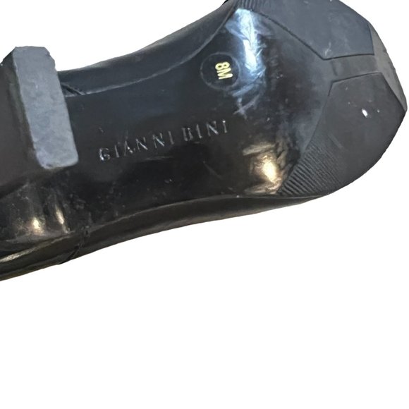 Gianni Bini Size 8 Black Leather Calf Boots Silver Accent Side Zipper - Picture 6 of 7